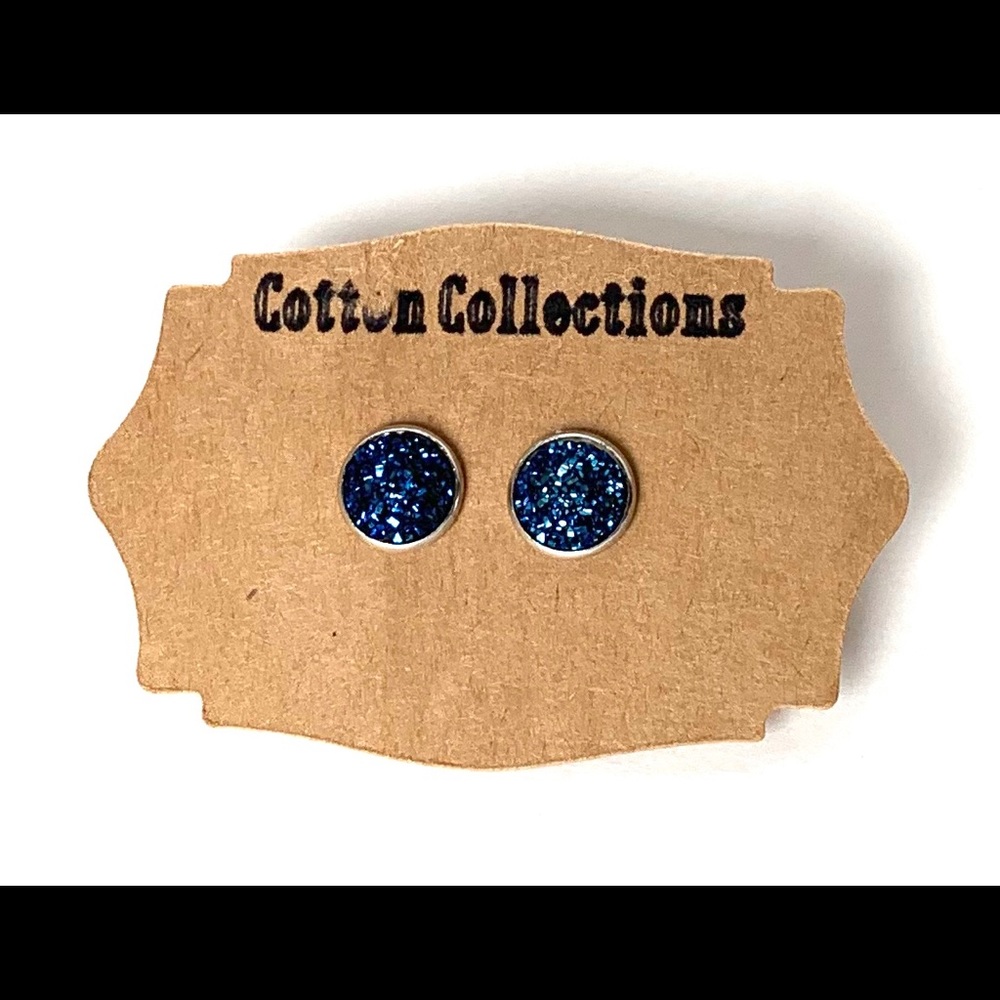 12mm druzy stud navy